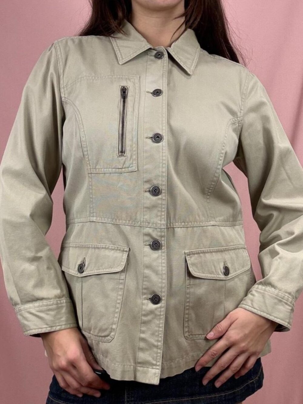 Beige Utility Jacket - Picture 1 of 6